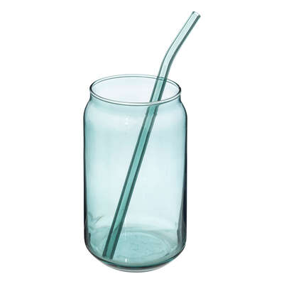 Can Tumbler/straw Blue 52cl Gift