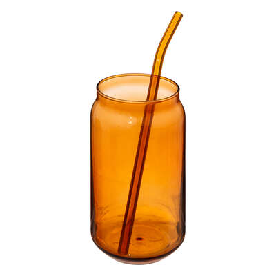 Can Tumbler/straw Amber 52cl Gift