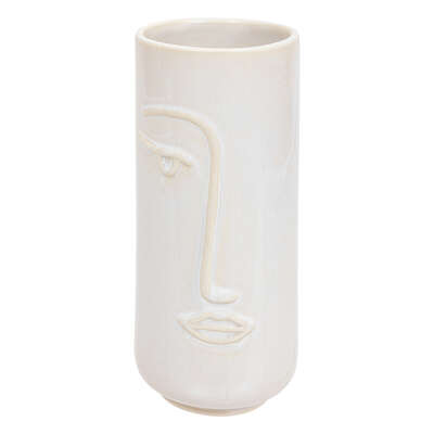 Face Reac Ceramic Vase Wh Sol H25 Gift