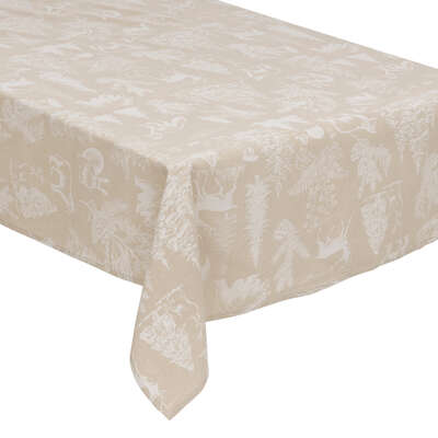 Beige Tablecl Animals 140x240 Gift