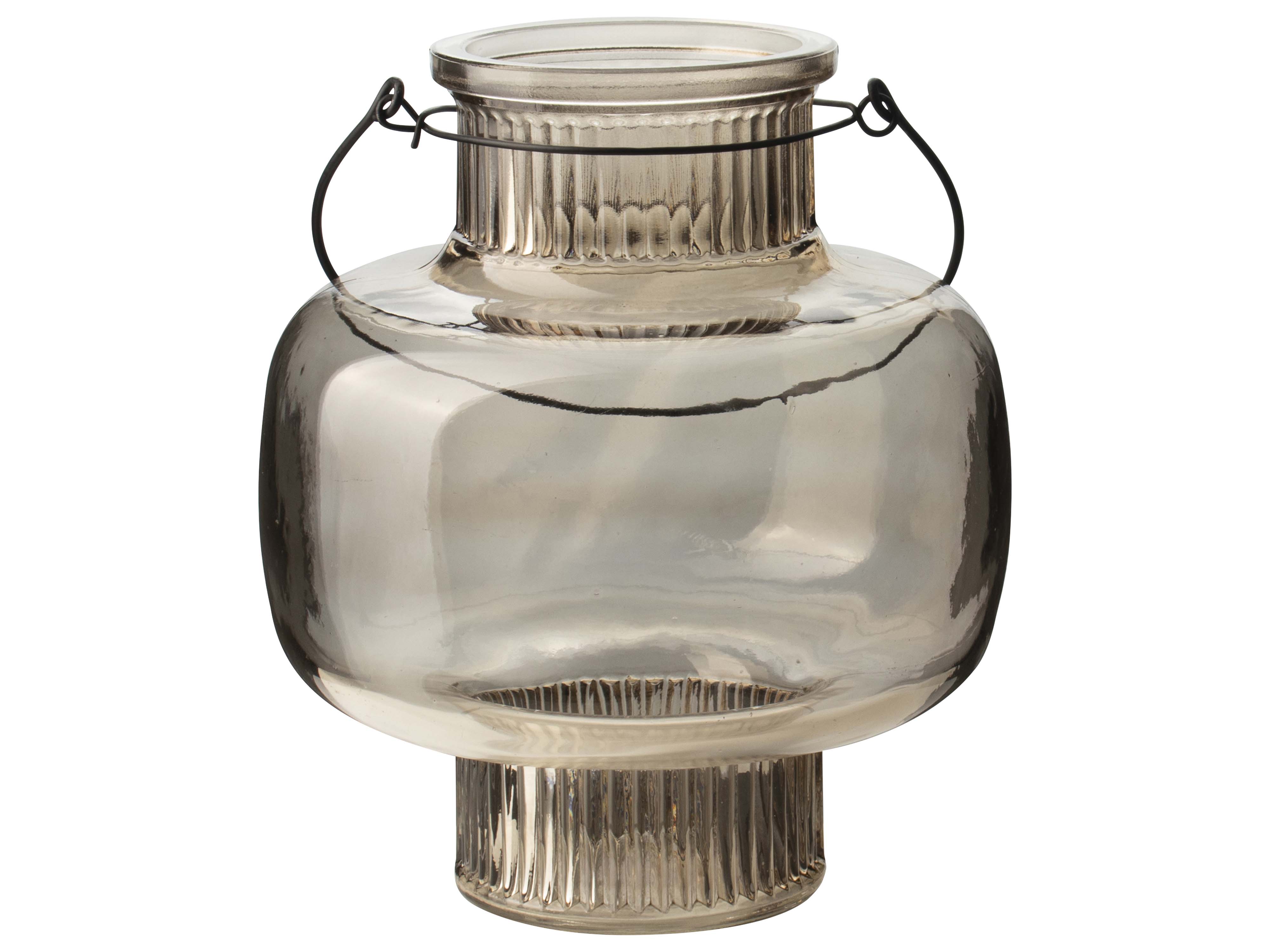 Glass Lantern 17x20cm Brown Gift