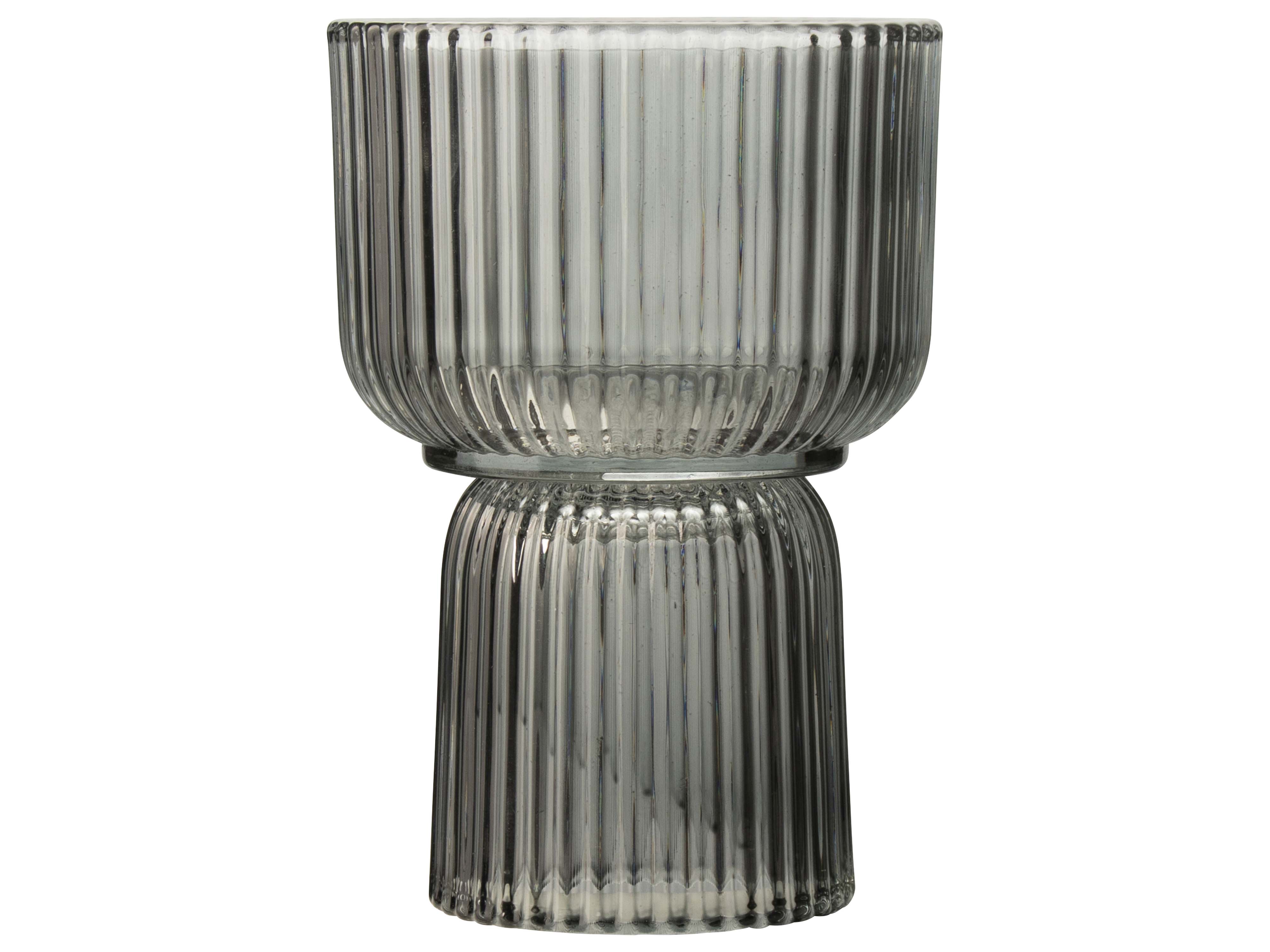 Candle/tealightholder 10.5x15cm Grey Gift