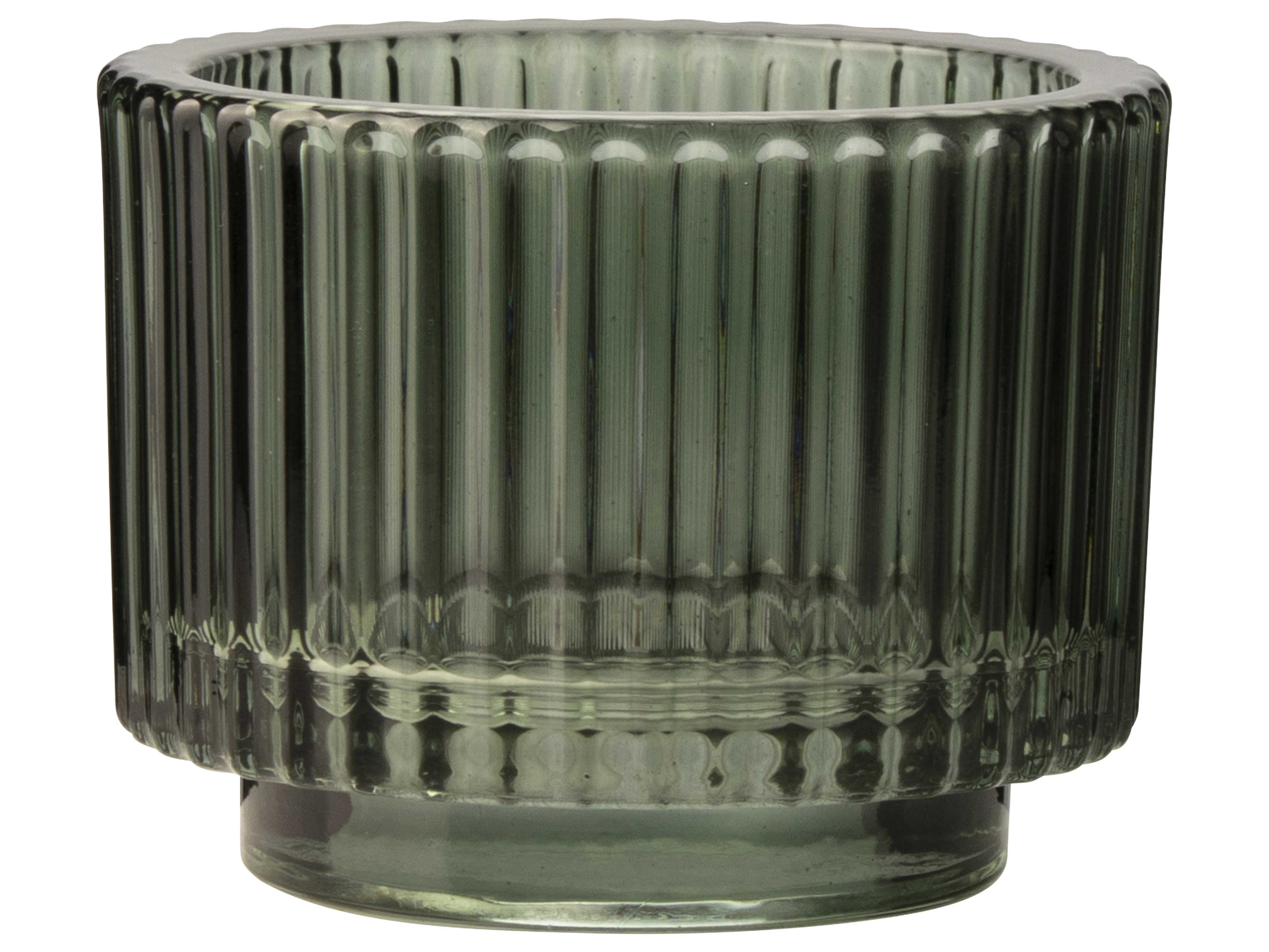 Glass Tealight Holder 9x7cm Green Gift