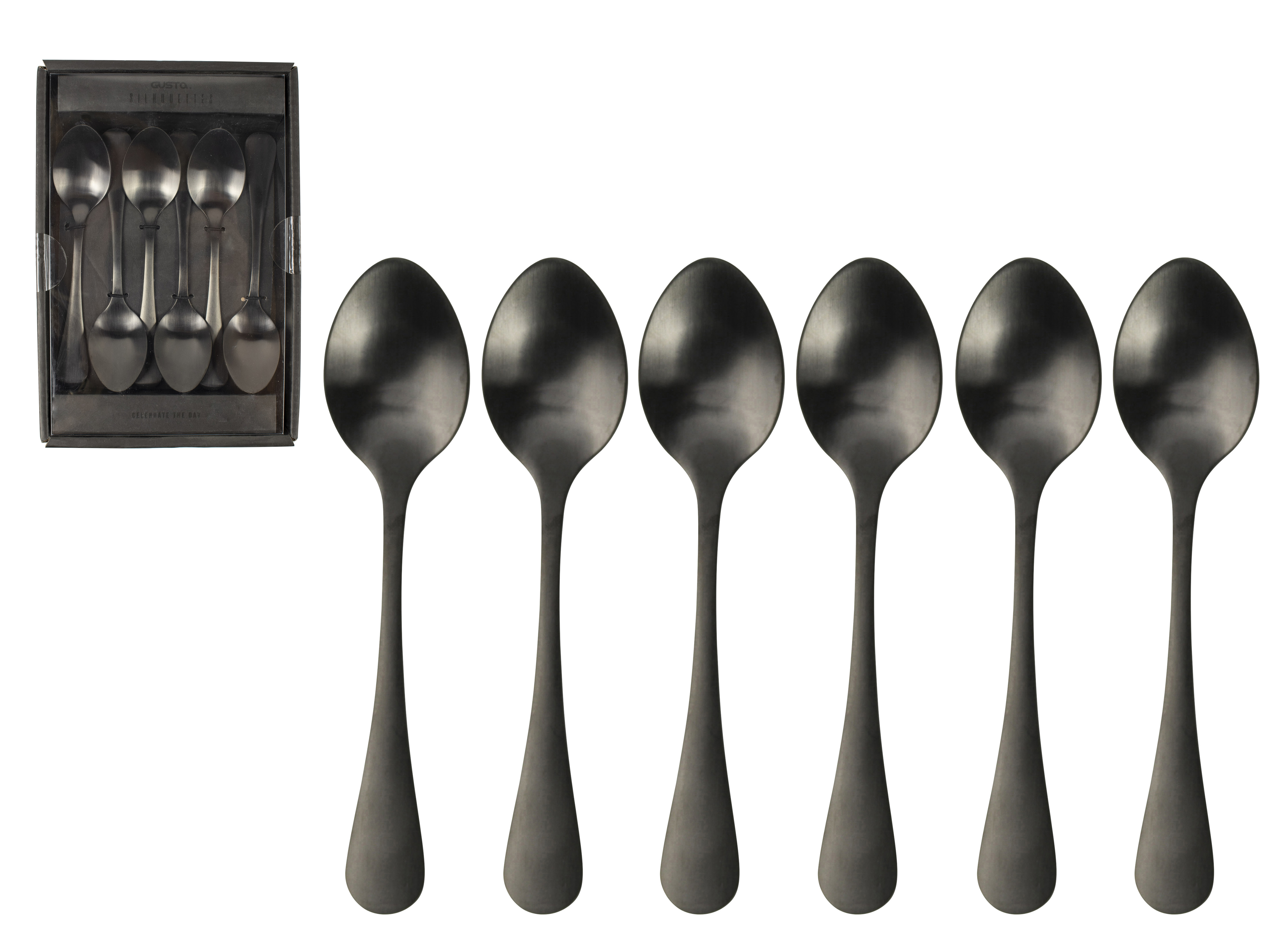 Coffee Spoon 6pcs Black Gift