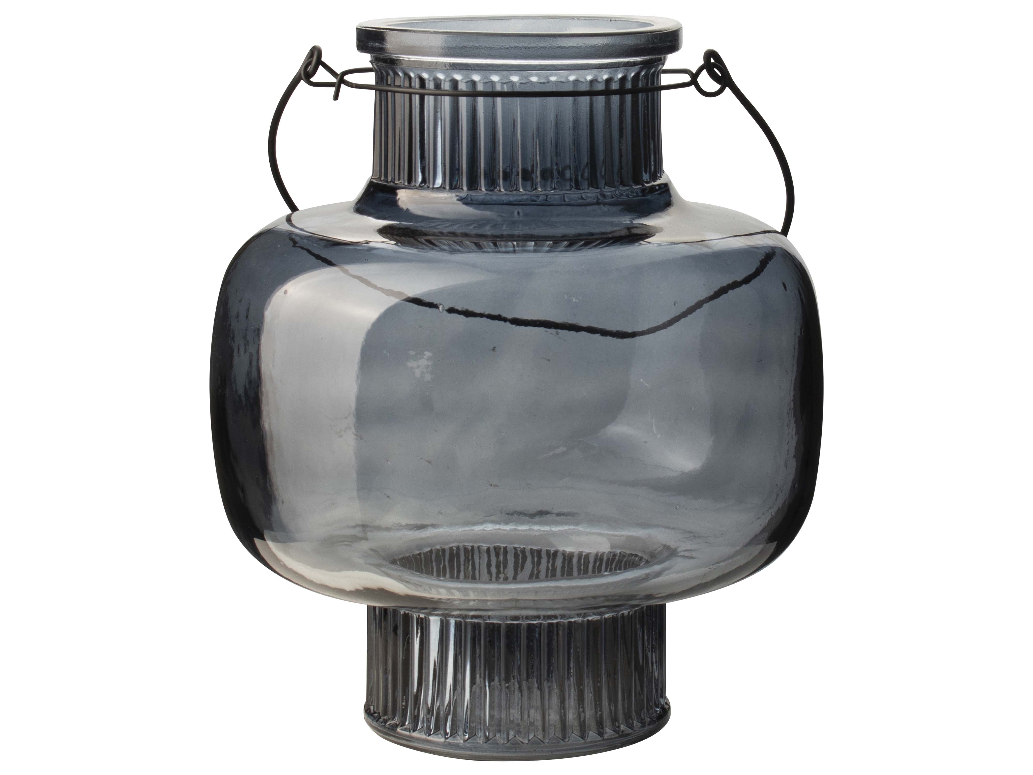 Glass Lantern 17x20cm Blue Gift