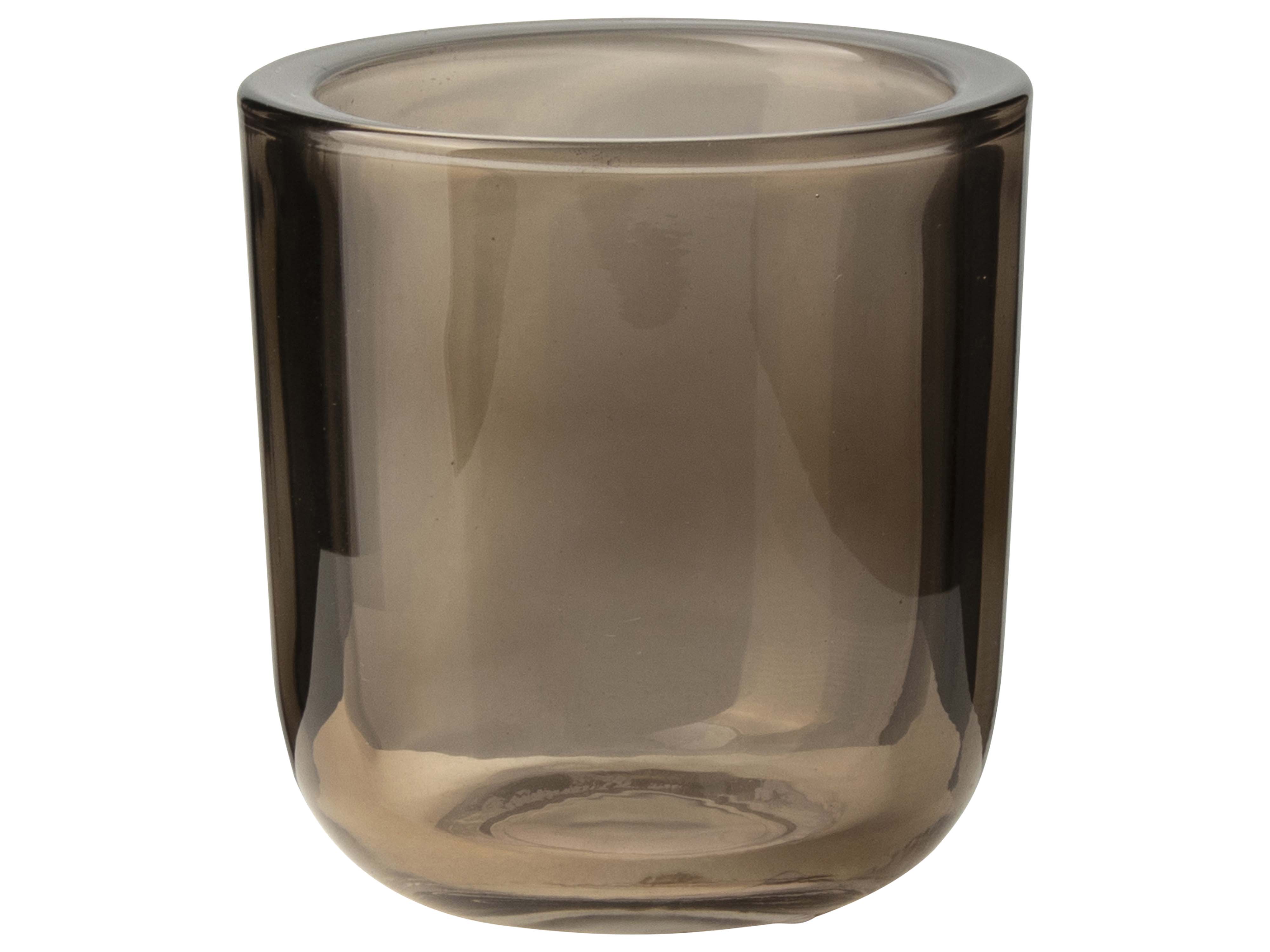 Glass Tealight Holder 7.5x8cm Brown Gift