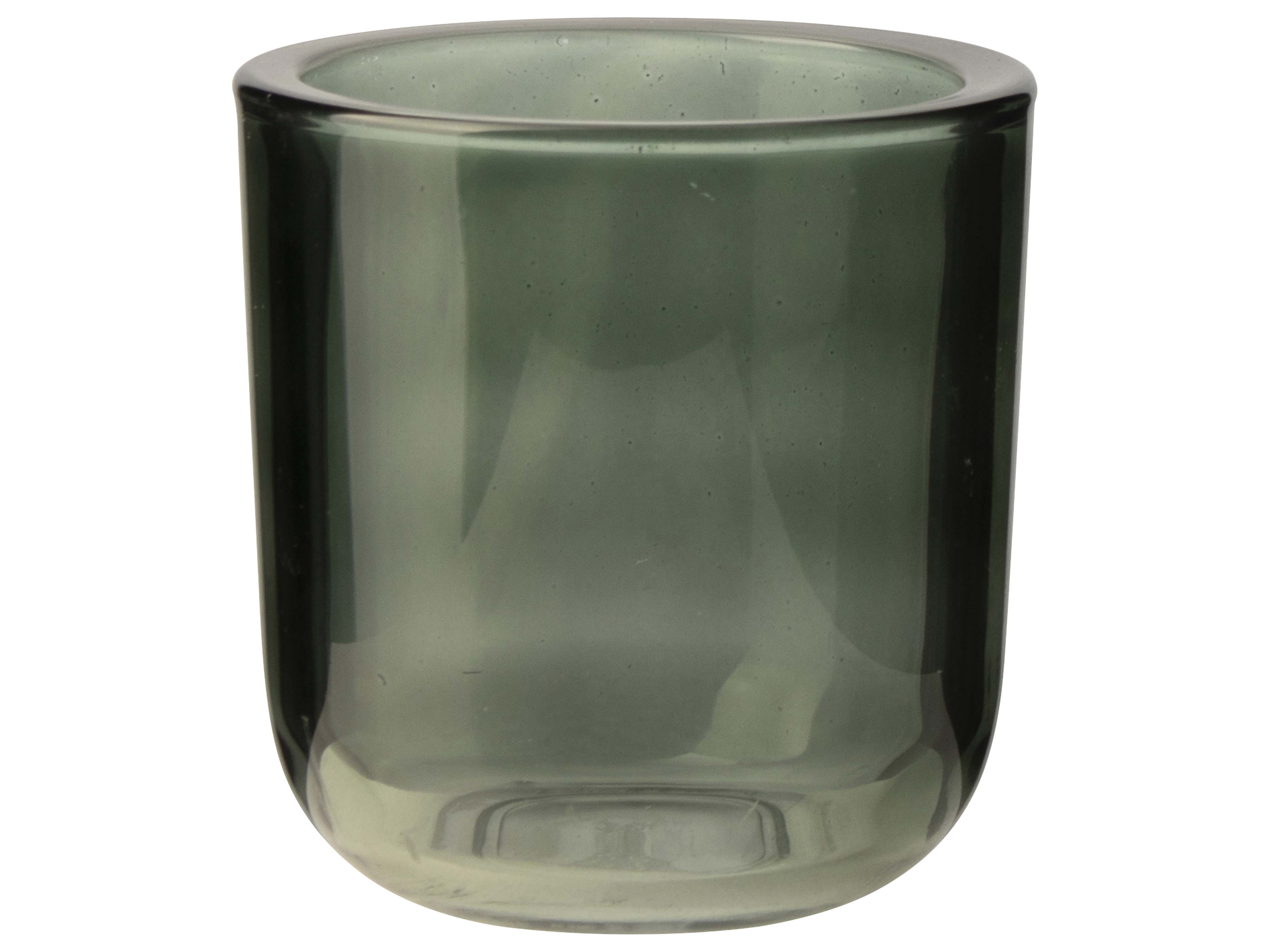Glass Tealight Holder 9x9.5cm Green Gift