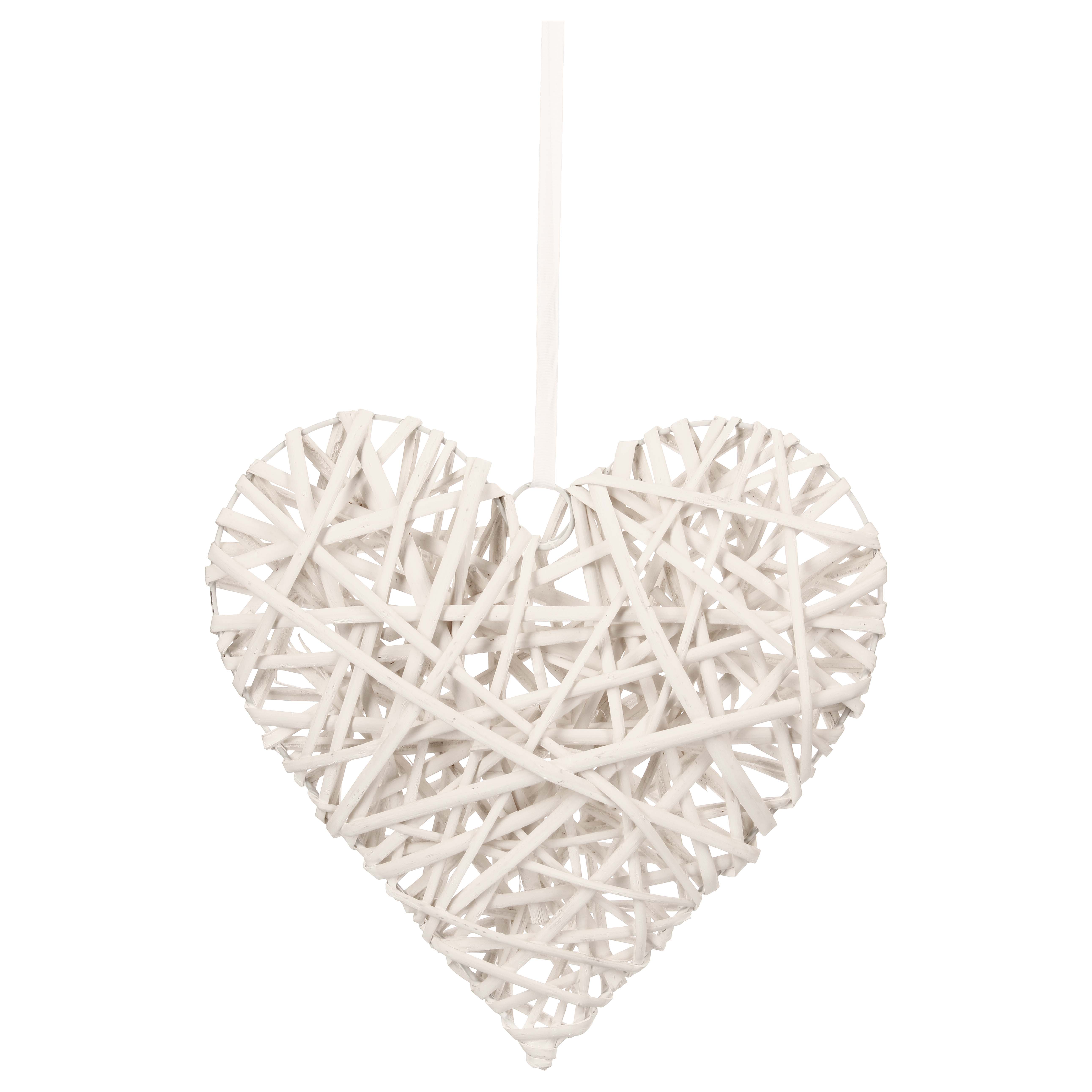 Willow Decorative White Heart 30cm Gift