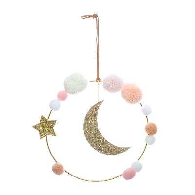 Moon And Pompom Wall Deco 21cm Gift