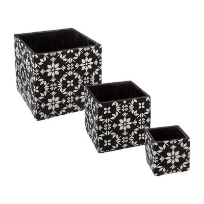 Cement Pots Black And White Set 3 Gift