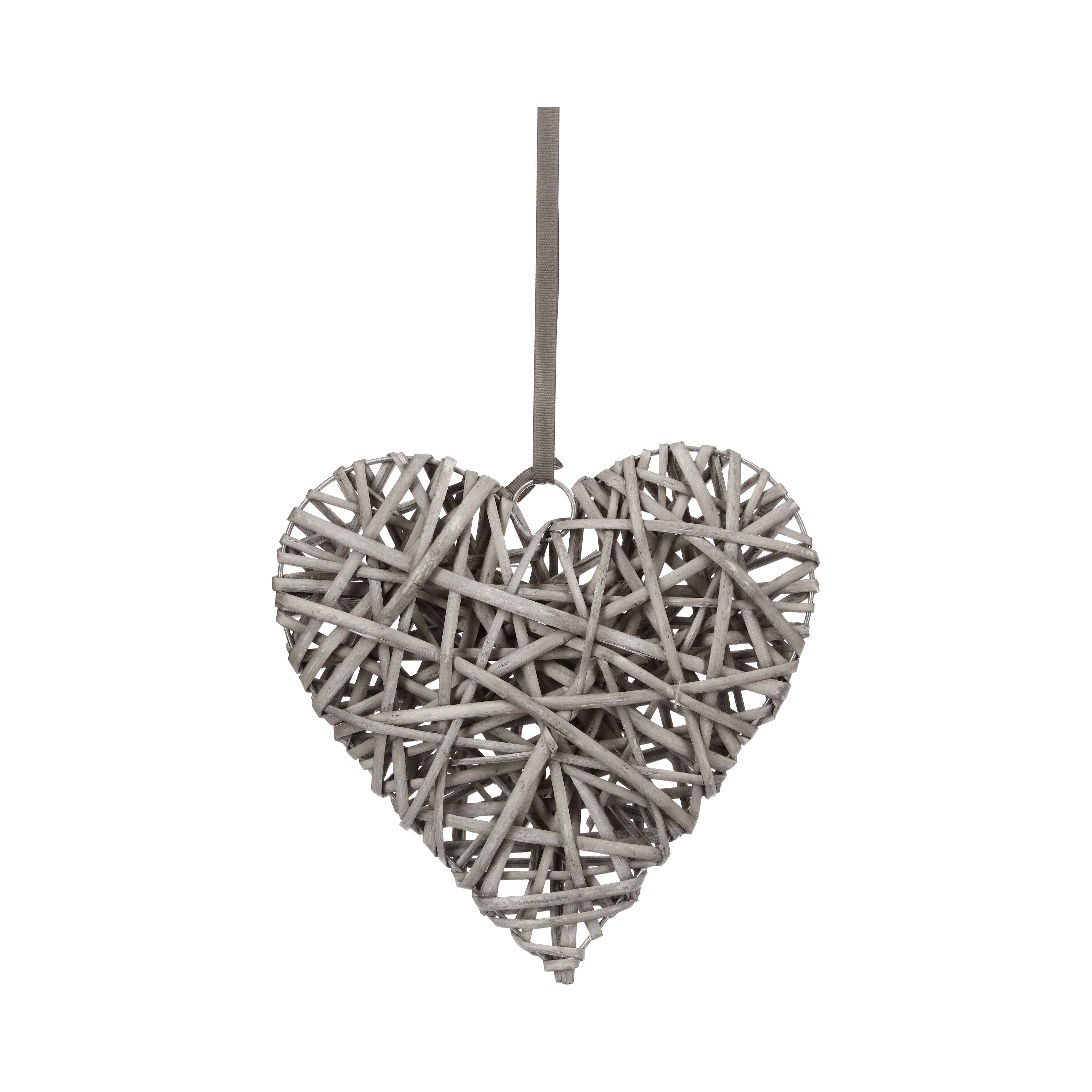 Willow Decorative Grey Heart 25cm Gift