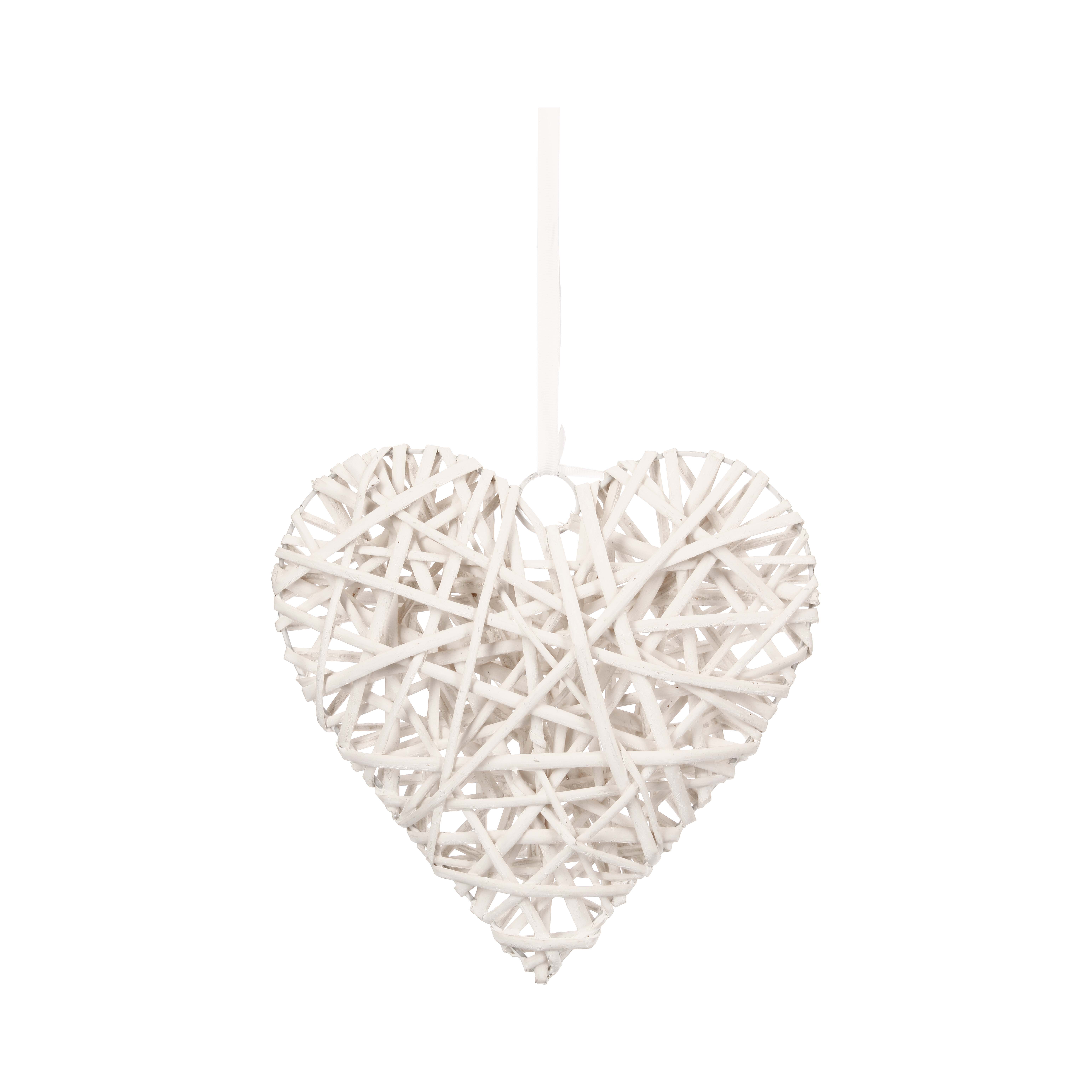 Willow Decorative White Heart 25cm Gift