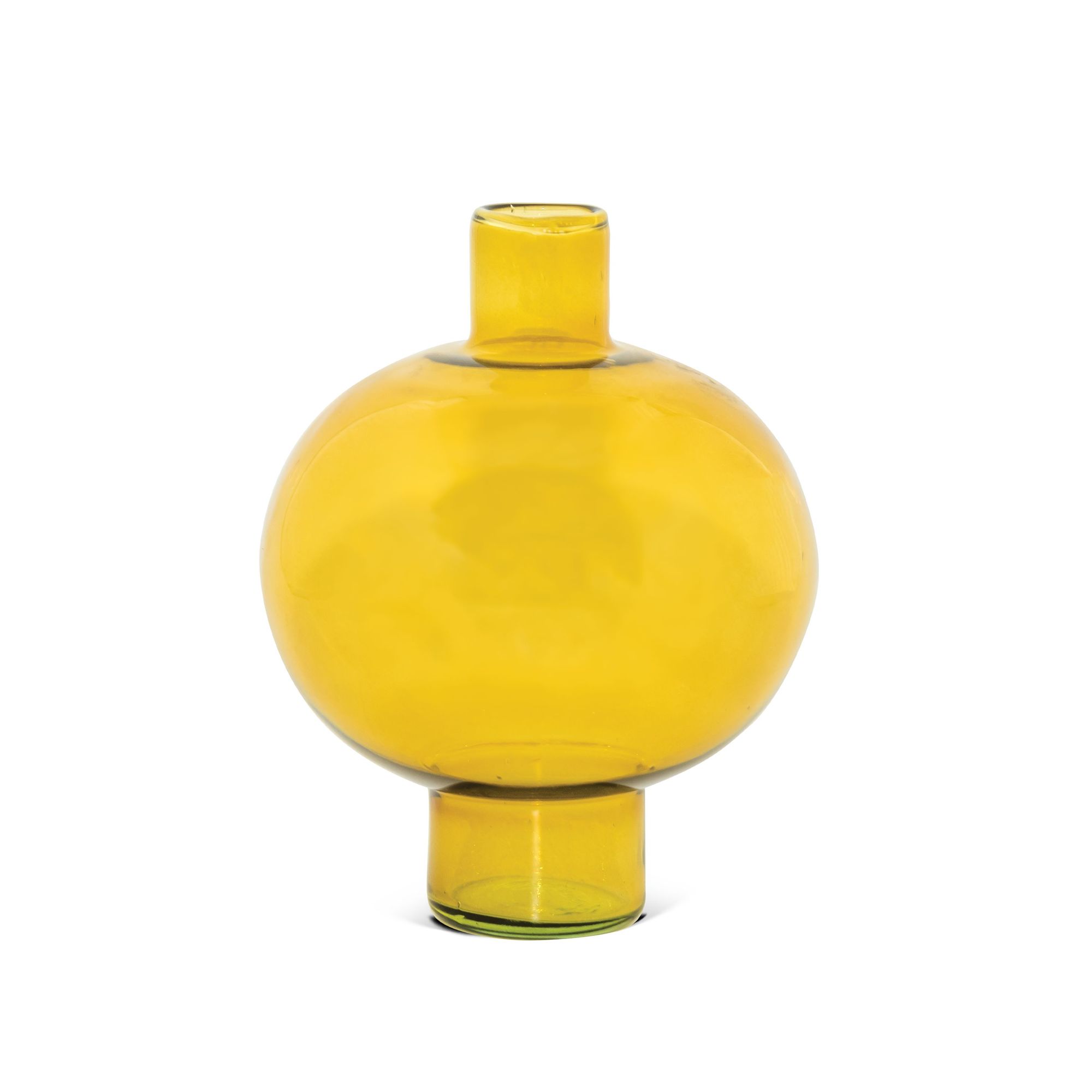 Unc Vase Recycled Glass Round Amber Green Gift