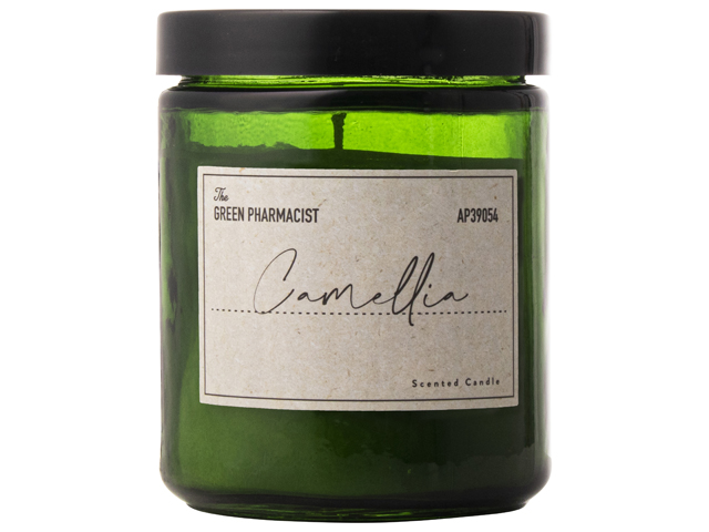 Scented Glass Candle With Lid 7.5x9.5 Green Gift