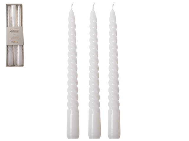 Swirl Diner Candles Set Of 3 20.5cm White Gift