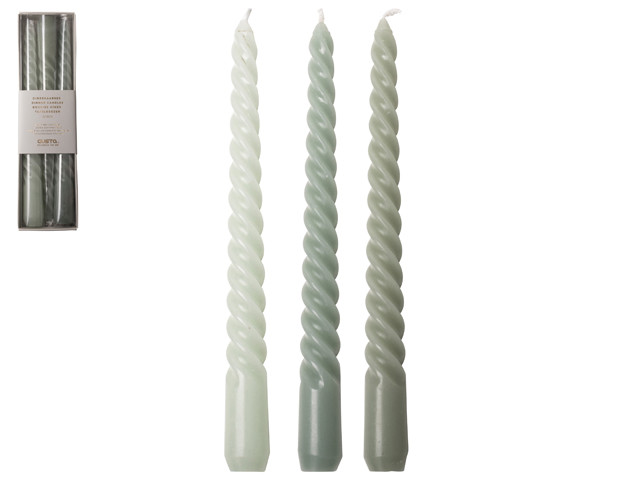Swirl Diner Candles Set Of 3 20.5cm Green Gift