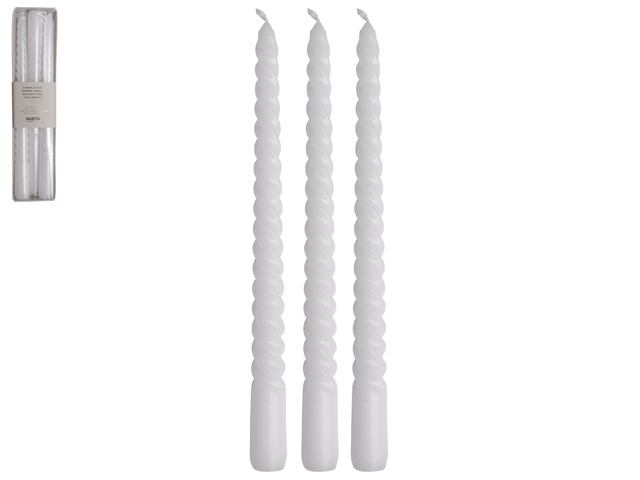 Swirl Diner Candles Set Of 3 25cm White Gift
