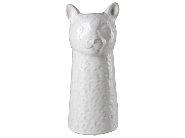 Vase Leopard D10.6x26cm White Gift