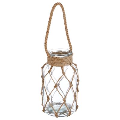 Glass Rope Candle Holder H26cm Gift