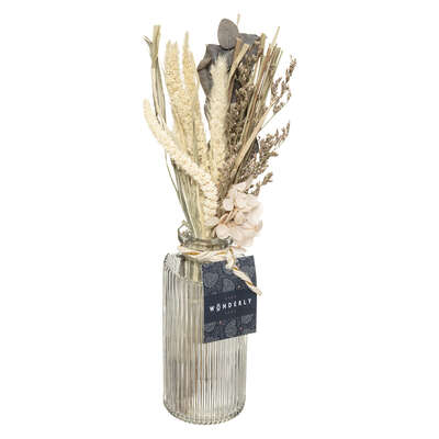 Glass Vase & Dry Flower Assortment Gift