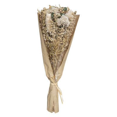 Bouquet Dry Flower H50 Assortment White/yellow Gift