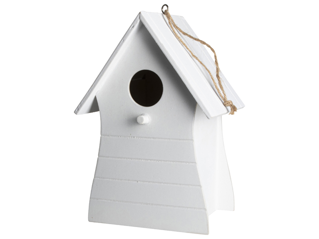 Birdhouse Wood 14x20.5cm White Gift