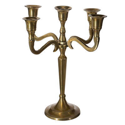 5 Header Gold Candlestick H27 Gift