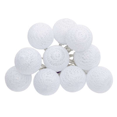 White Led Battery Garland 10 Ball Diam 6cm Gift