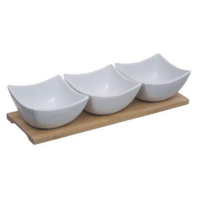 White Bamboo Appetizer Set 4p Gift