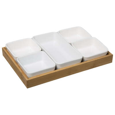 White Bambo Appetizer Set 6p Gift