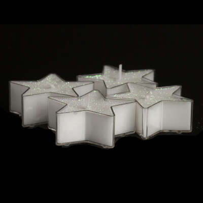 Stars Tealight Candles Glitter White X4 Gift