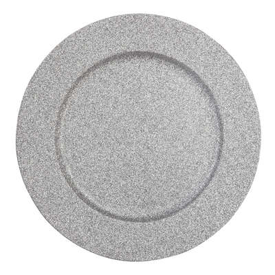 Glitter Charger Round Plate Silv Gift