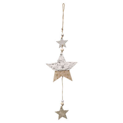 Hanging Wooden Star White 30cm Gift