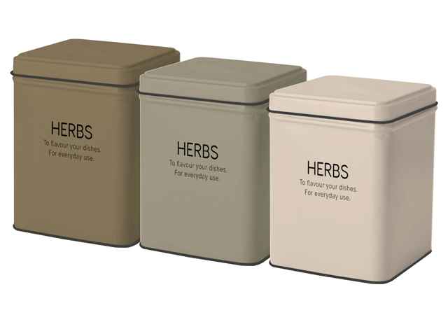 S/3 Herb Tins 8x8x10cm Gift