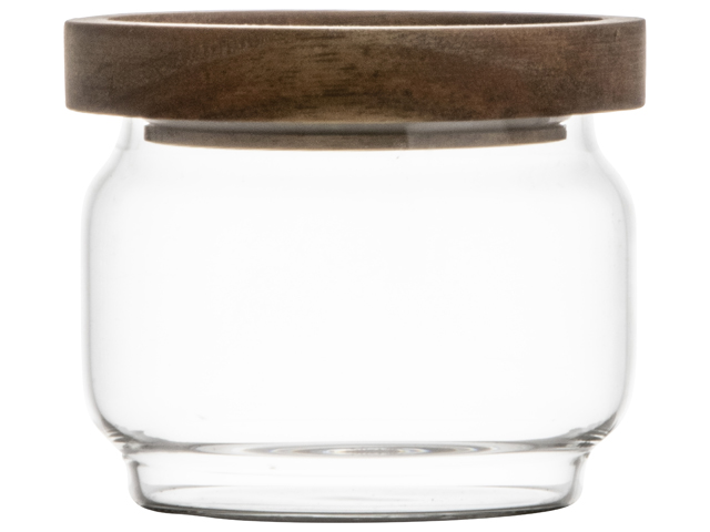 Storage Jar Glass/acacia D9x8.5cm Gift