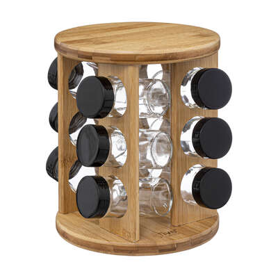 Spice Rack X12 Rotary Bamboo Gift