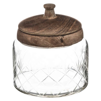 Cut Glass Jar With Mango Wood Lid 0.7l Gift