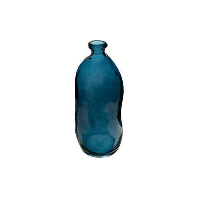 Bottle Recycled Glass Blue H35 Gift