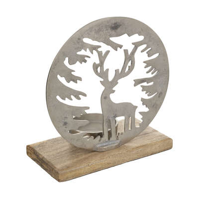 Reindeer Metal Wood Holder 25cm Gift