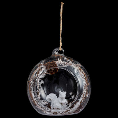 Glass Bauble With Squirrel Inside 8cm Gift