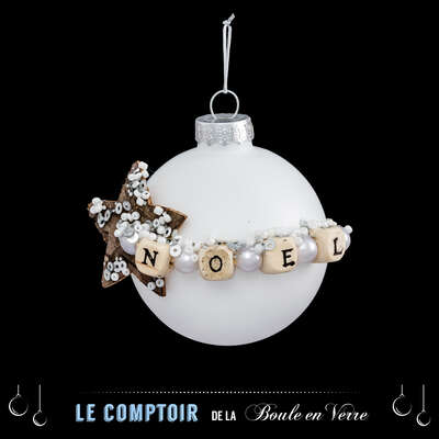 Glass Bauble Noel 6cm Gift