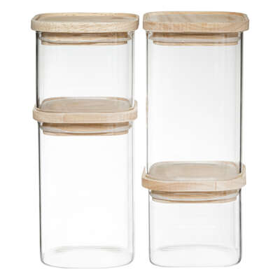 Storage Jar With Lid Set X4 Gift