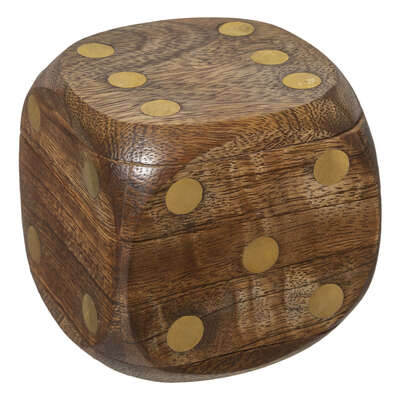 Mango Wood Dice Box With 5 Dice Gift