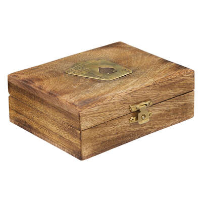 Wooden Box With Playing Cards 12x9x4cm Gift