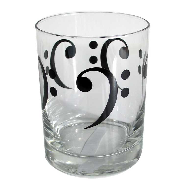 Clear Glass Tumbler Bass Clef Design Gift