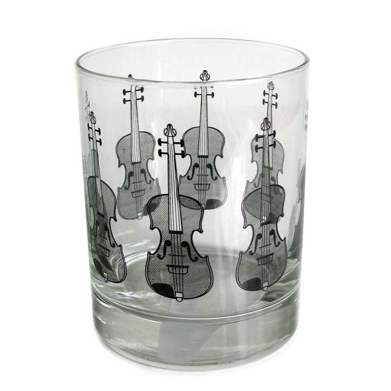 Clear Glass Tumbler Violin Design Gift