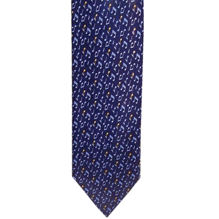 Tie Blue With Blue/yellow Notes Silk Gift