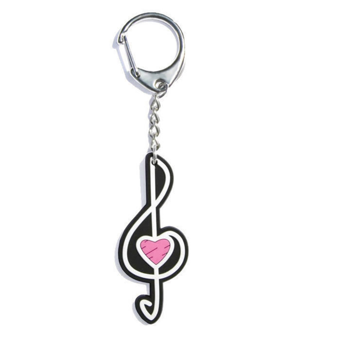 Pvc Key Ring Heart Treble Clef Gift