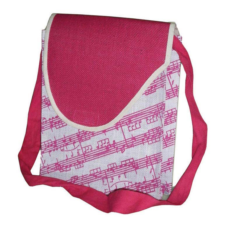 Jute Cross Body Saddle Bag Music Stave Design Gift