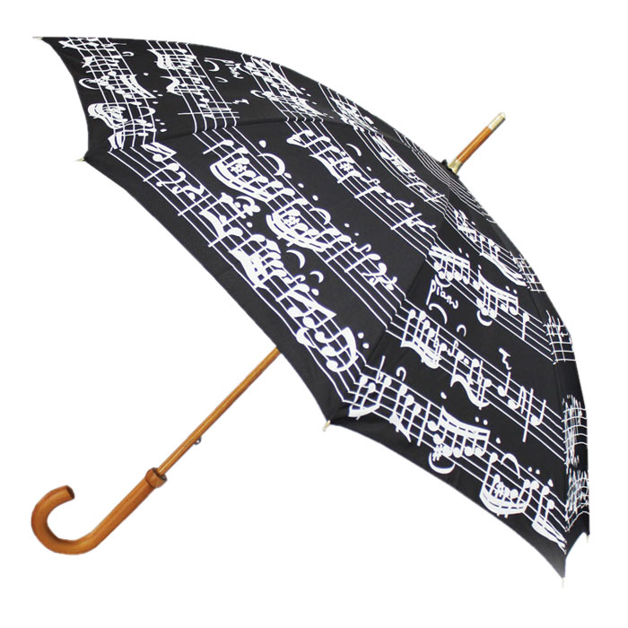 Walking Stick Umbrella Black With White Notes Gift